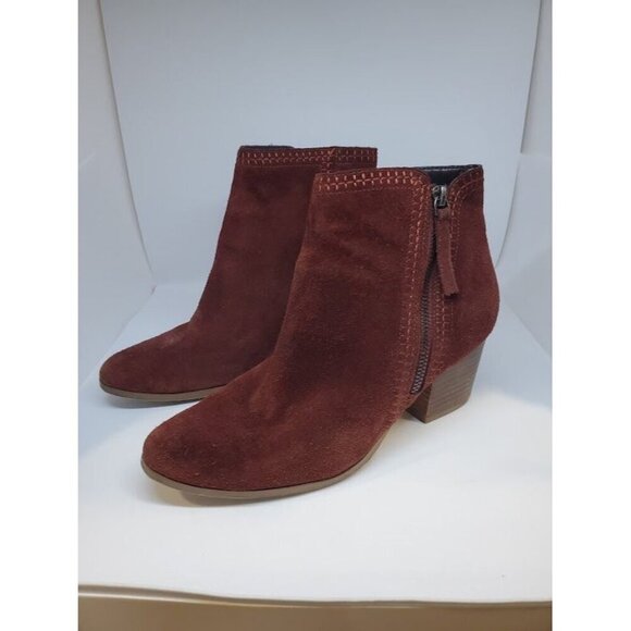 Sole Society Women's 8.5 Corinna Marsala Suede Ankle Booties With Zipper Closure - Picture 5 of 9